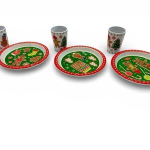 Kids Festive Holiday 6pc Plate and Cup Set